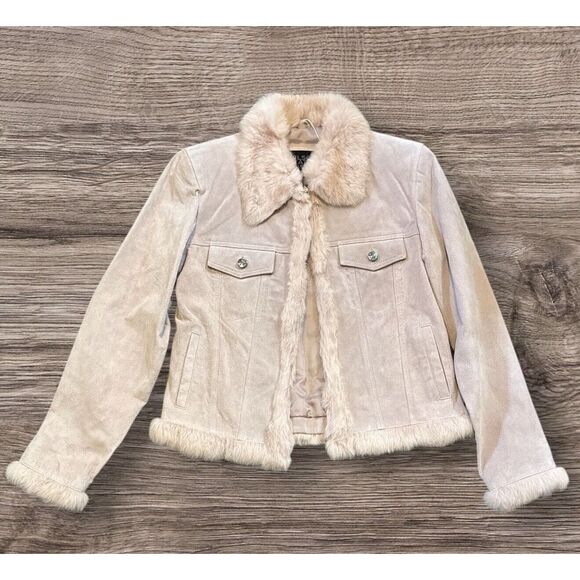 Wilsons Leather Jackets & Blazers - WILSONS LEATHER WOMENS SUEDE PINK JACKET WITH RABBIT FUR TRIM Size Small‎